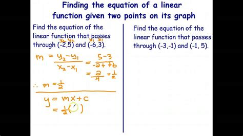 Equation Of A Linear Function Given Two Points Youtube