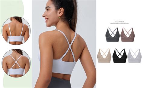 MsAnya Bralette For Women Removable Padded Sports Strappy Bra Yoga