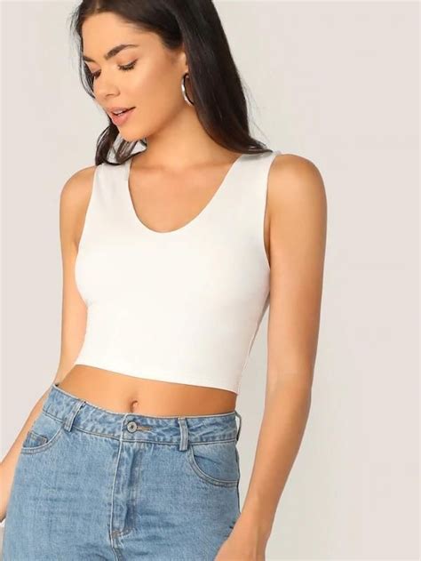 V Neck Crop Shell Top Cropped Tank Top Fashion Top Outfits