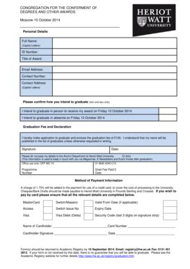 Fillable Online Hw Ac Moscow Graduation Application Form Heriot Watt