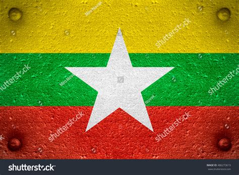 Flag Burma Burmese Banner On Steel Stock Photo 486273619 | Shutterstock