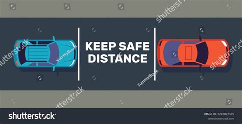 Safe Driving Keeping Distance Between Cars Stock Vector Royalty Free