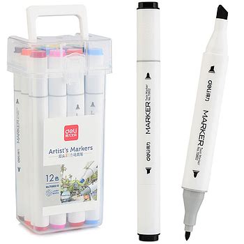 Marcadores Doble Punta Para Dibujo 12 Colores Deli Artist S Markers