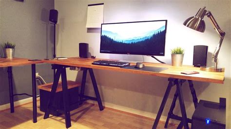 Custom Ikea Desk Setup Minimalist Corner Desk Setup Ikea Linnmon Desk