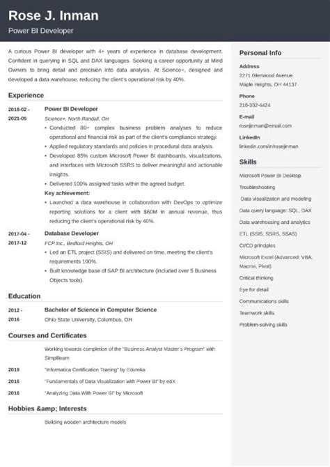 Power Bi Resume Templates