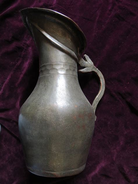 Azerbaijan Antique Hand Forged Copper Water Pitcher Turkishfolkart