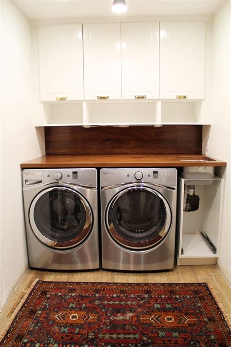 Laundry Room With Butcher Block Countertop Before After Our Laundry