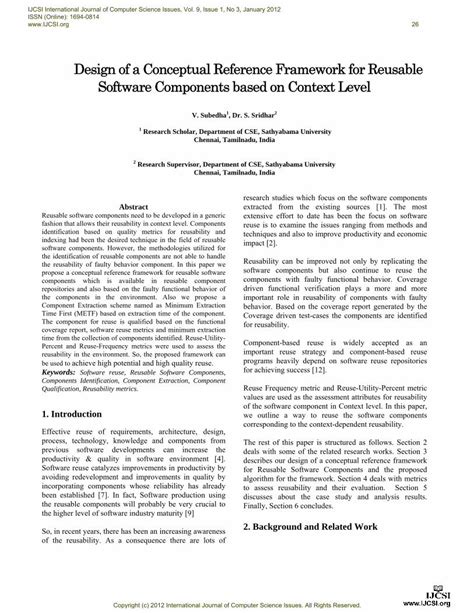 Pdf Design Of A Conceptual Reference Framework For Reusable