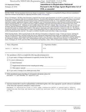 Fillable Online Amendment To Registration Statement Fara Efile Fax