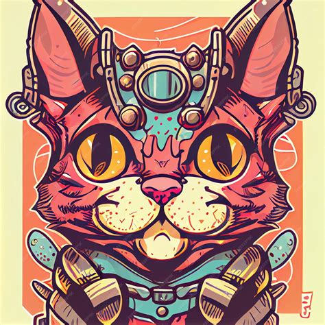 premium photo cartoon animal cat illustration   cartoon cat