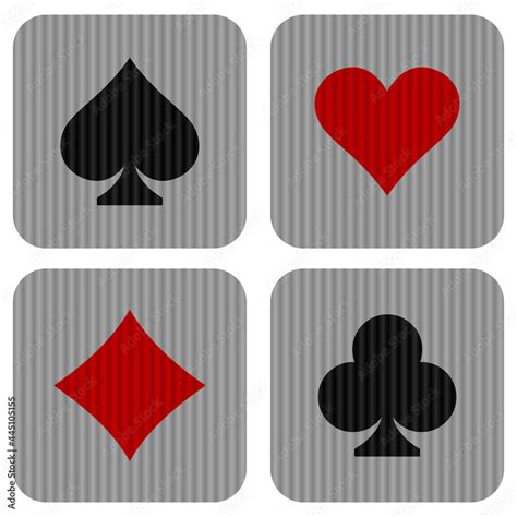 Playing Card Suits Icon Set. Set Of Playing Card Symbols Vector ...