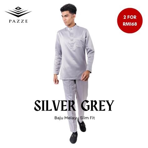 [satin Series Extra Slim] Pazze Baju Melayu Satin Series Black Navy Blue Maroon Red Silver