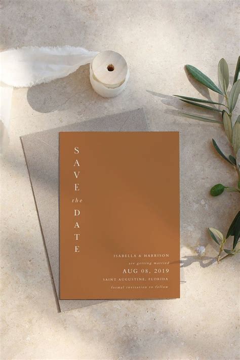 Mia Burnt Orange Save The Date Template Terracotta Save The Date