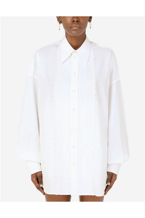 Dolce Gabbana Cotton Shirt With Broderie Anglaise Detailing Red