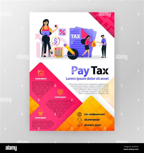 Pay Taxes Online Business Poster With Flat Cartoon Illustration Pay