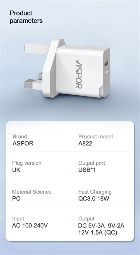 Buy Wholesale China Aspor W Qc Usb Wall Travel Charger Adapter