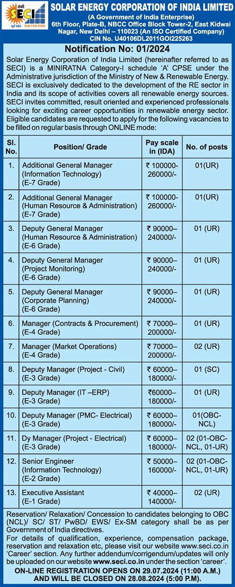 Additional General Manager Information Technology Job Vacancy At