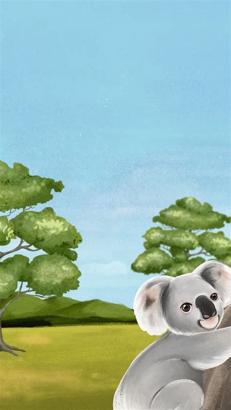 Cute koala iPhone wallpaper background | Premium Photo Illustration ...