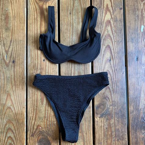 BRANDNEW SHEIN Black Bikini Push Up High Waist Bottoms Set Women S