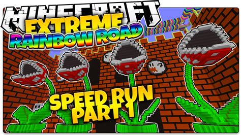 Minecraft Extreme Rainbow Road Mario Parkour Speed Run Map