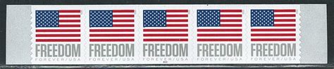 Mint US Strip Of 5 Coil Flag Stamp With Plate P111 Scott 5788 MNH