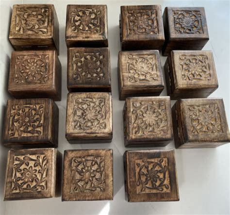 Samantha Wills Carved Square Wooden Jewellery Box Bulk X Trinket