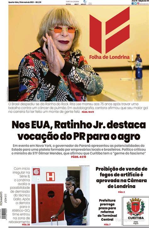 Capa Folha Londrina Edição Terça 9 De Maio De 2023