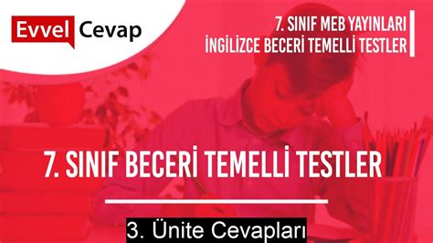 7 Sınıf İngilizce Beceri Temelli Testler 3 Ünite Cevapları YouTube