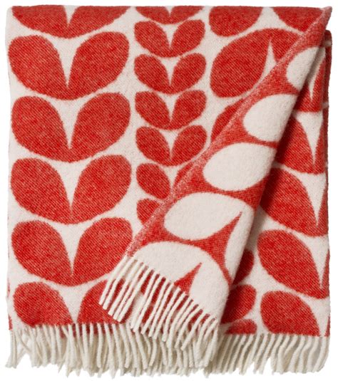 Brita Sweden Karin Wool Blanket In Red Scandinavian Textiles