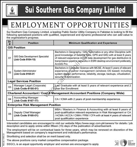 Sui Southern Gas Co Ltd Ssgc Jobs November 2022