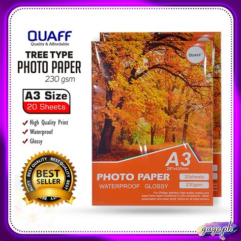 A3 Size Photo Paper CUYI QUAFF RC Satin RC High Glossy Tree