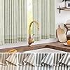 TOPICK Green Striped Small Curtains 36 Inch Drop Linen Kitchen Curtains