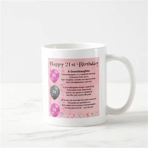 Granddaughter Poem 21st Birthday Coffee Mug Zazzle