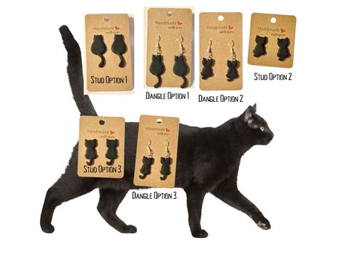 Cat Earrings Black Cat Earrings Dangle Earrings Stud Earrings Clay ...