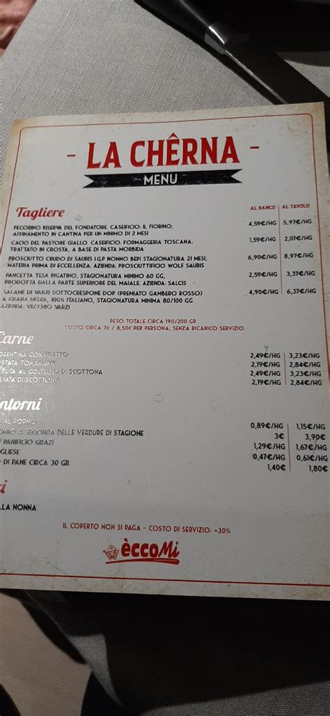 Carta Del Restaurante La Ch Rna Cesena Cesena