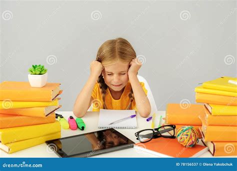 Child Cannot Finish Homework With Copy Space Stock Image Image Of