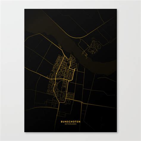 Bunschoten City In Netherlands Map Minimal City Maps Canvas Print By