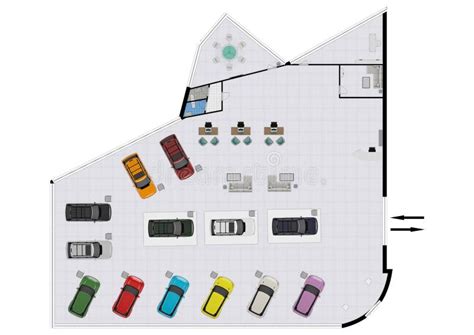 Car Showroom. Floor Plan of the Car Showroom Stock Illustration - Illustration of white, colors ...