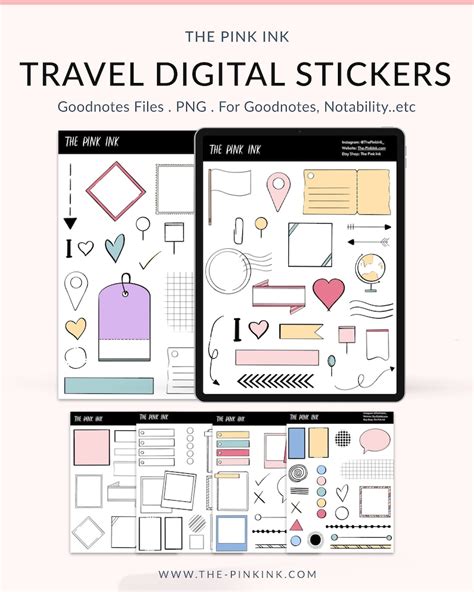 Travel Digital Stickers Scrap Book Traveller Stickers - Etsy