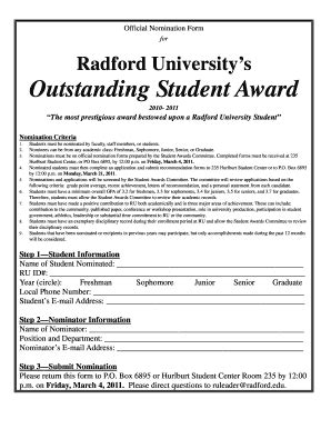 Fillable Online Radford Step Student Information Radford University