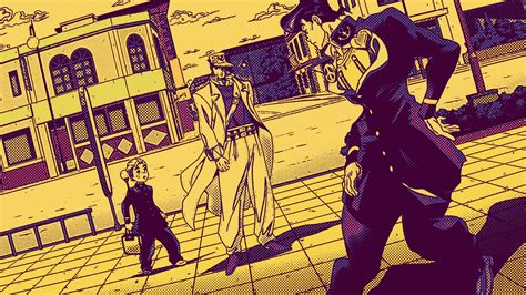 Jojo Josuke Higashikata Jotaro Kujo Koichi Hirose On Street With