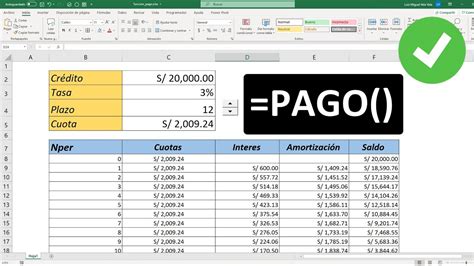 Funci N Pago En Excel Calculo De Cuota De Un Pr Stamo Basado En Pagos