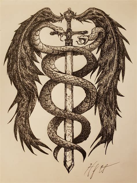 Staff of Hermes Harry Potter Tattoo Design Caduceus Tattoo, Norse ...