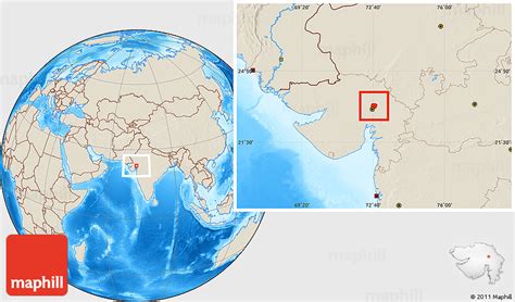 Shaded Relief Location Map of Gandhinagar