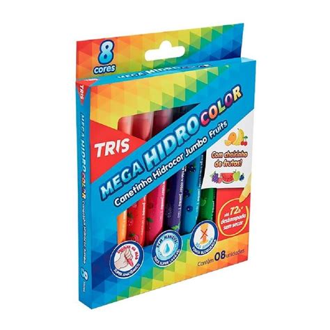 Caneta Hidrocor Tris Mega Hidro Color Jumbo Fruits Cores