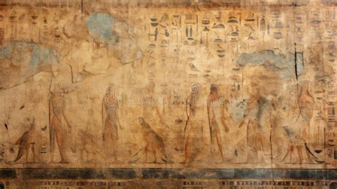 Worn Wall Fresco With Ancient Egyptian Hieroglyphs Old Hieroglyphic