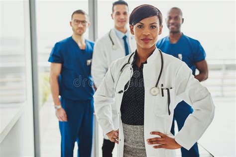 Team of African American Medical Doctors Standing Together in Hospital ...