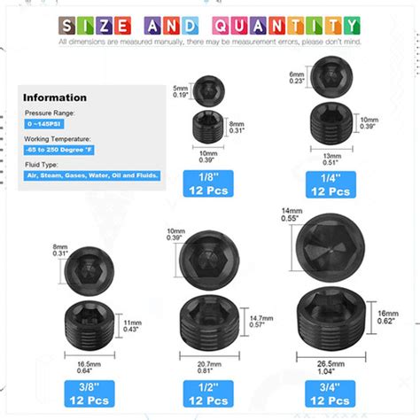 60pcs Carbon Steel Pipe Plug Kit My Site