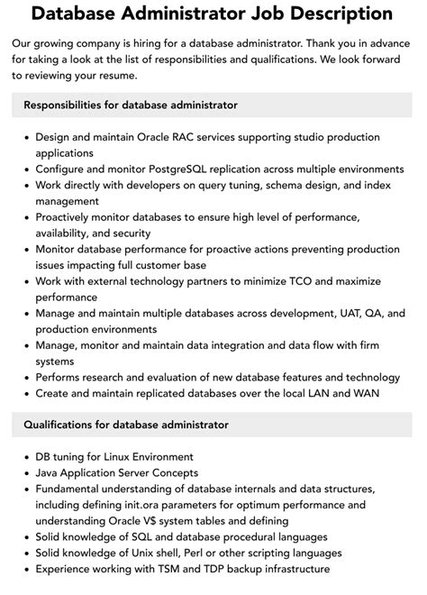 Database Administrator Job Description Velvet Jobs