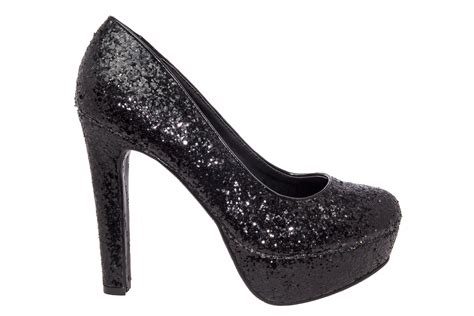 Black Glitter High Heel Platform Pumps Women Large Sizes Women